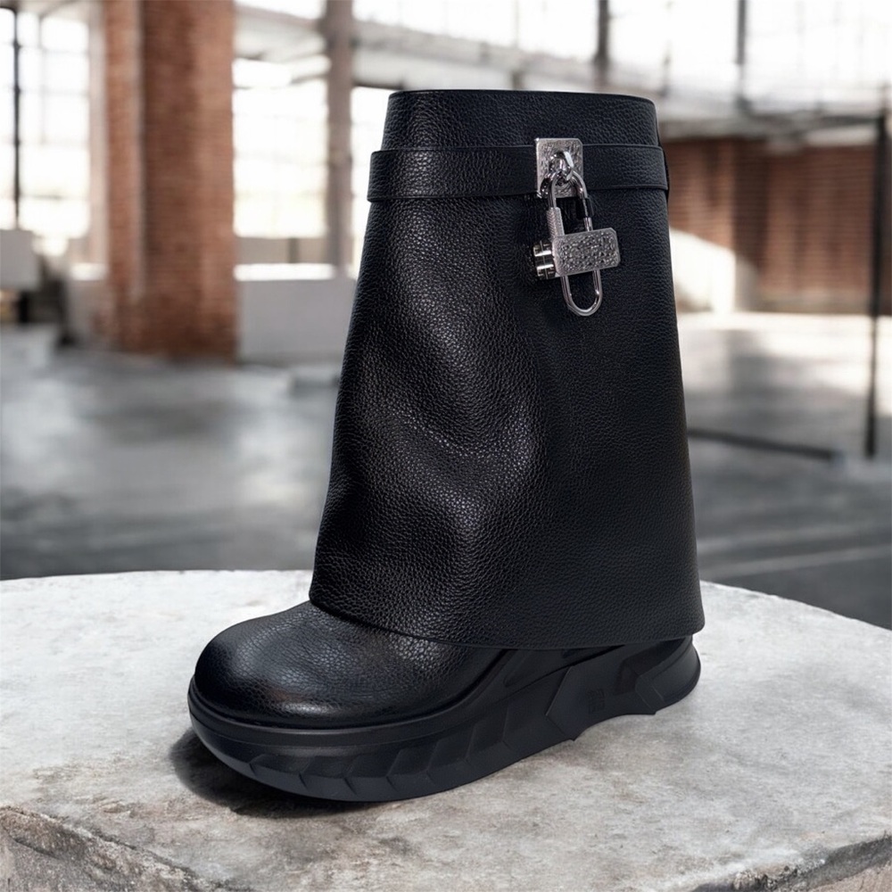 Givenchy Lower heel Shark Lock Biker ankle boots in grained leather